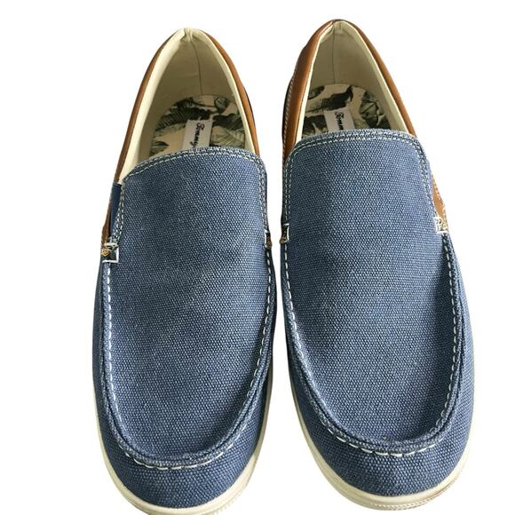 Tommy Bahama Costa Venetian Loafer Men\'s 10 D Canvas Leather Slip On Casual Blue main image 13